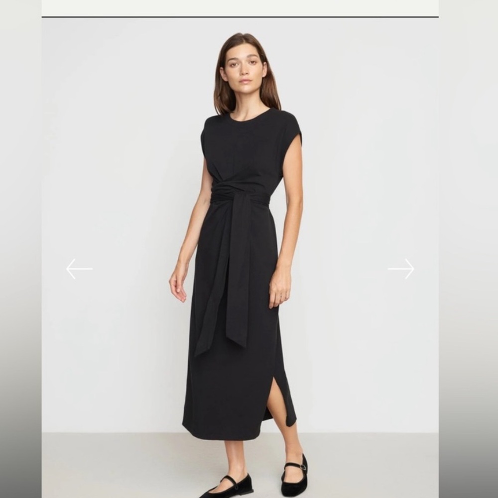 Modern Citizen black midi dress with tie front
